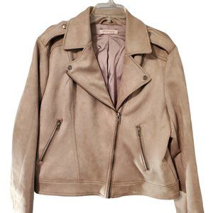 Philosophy Women's Taupe Faux Suede Moto Jacket